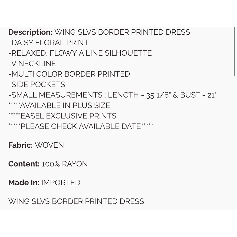 Easel Womens Daisy Floral Border Print Wing Sleeve Boho A-Line Mini Dress Small - Picture 3 of 5